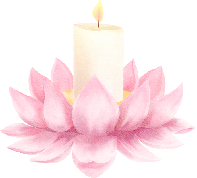 Watercolor Candle on Lotus Flower